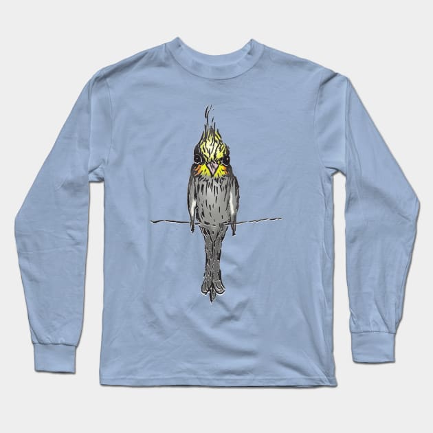 Illustration of a cockatiel Long Sleeve T-Shirt by Bwiselizzy